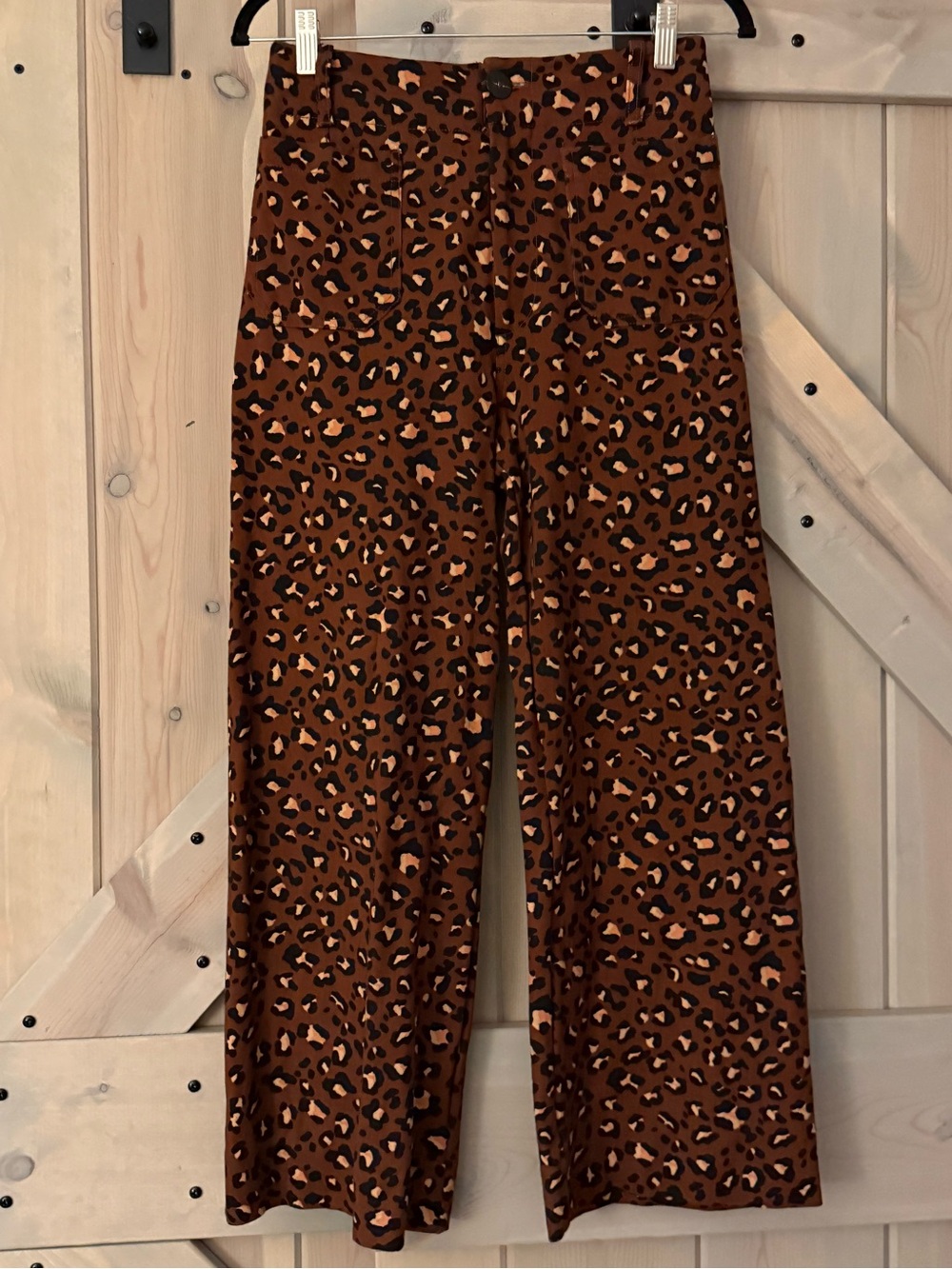 The Collette Ponte Crop Wide Leg Pant by Maeve in Leopard - Picture 4 of 10